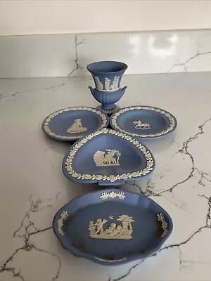 Buy Vintage Wedgwood Blue Jasperware - 5 Pieces 4 X Dish 1 X Urn • 7.99£