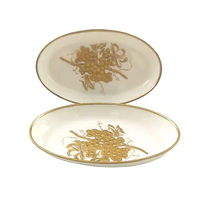Buy Hammersley Pair Of Trinket Pin Dishes White & Gilt Grape And Vine 4  Vintage • 20£