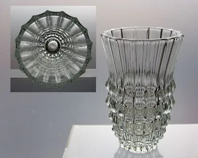 Buy Rudolf Jurnikl Vase 1960s, Vintage Mid Century Clear Ice Ribbed Czech Glass • 40£