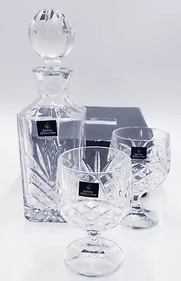 Buy Royal Doulton Crystal Glass Brandy - Spirit Decanter & 2 Matching Brandy Glasses • 49.99£