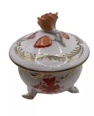 Buy Herend Chinese Bouquet Footed  Sugar Bowl  Bon Bon Dish Rust Orange White Rare • 14.99£
