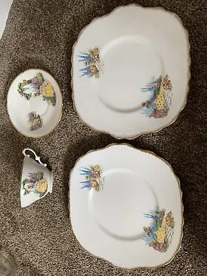 Buy Old Staffordshire China Lady Cup Saucer And Plates • 15£
