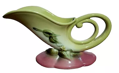 Buy Vintage MCM Hull Pottery Green & Pink Cornucopia Vase W10-11 Woodland 11IN Long • 40.35£