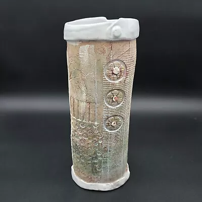 Buy Studio Art Pottery Vase Redware Slab Pottery Wood Fired Cylinder Vase 12  Tall • 38.49£