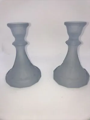 Buy Blue Frosted Glass Candlesticks • 5£