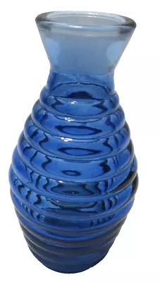 Buy Vintage Cobalt Blue Glass Bud Vase Beehive Horizontal Ribbed 4 1/2  Tall • 14.57£
