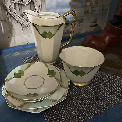 Buy Royal Stafford Art Deco Sugar Bowl Milk Jug Plates. Gold Foot • 20£