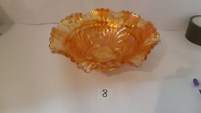 Buy Vintage Carnival Glass Patterned Dish Marigold/Orange • 8£