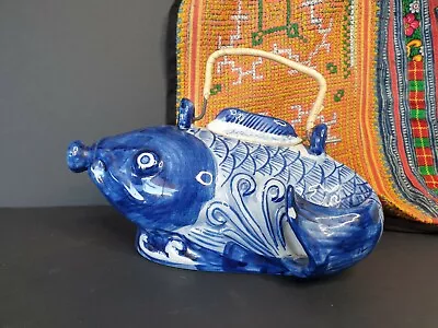Buy Old Chinese Blue & White Porcelain Fish Teapot …beautiful Collection And Accent  • 99.55£