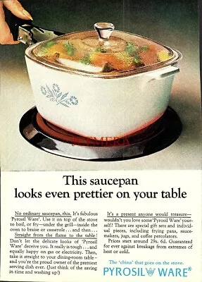 Buy PYROSIL WARE Oven-Proof Saucepan ADVERT Vintage Original 1966 Print Ad 164B/115 • 2.75£