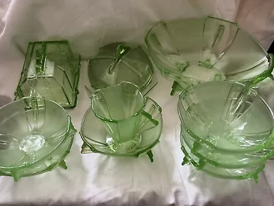 Buy Art Deco Green Glass Fruit Set  • 65£