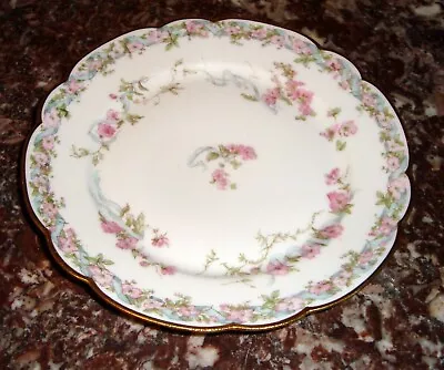 Buy HAVILAND & CO Limoges 6-1/8  Plate With Pink Blossoms Blue Ribbons And Gold Trim • 7.59£