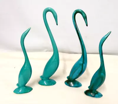 Buy Vintage Anglia Pottery Turquoise / Teal Swans X 4 (Hol) • 11.50£