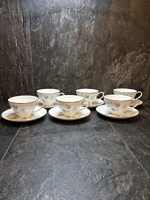Buy Noritake Harwood Tea Coffee Cup & Saucer Set Of 6 White & Silver Fine China 6312 • 45£