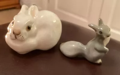 Buy Vintage Lomonosov Porcelain Figures. 1 X Rabbit / 1 X Squirrel. Made In USSR • 12£