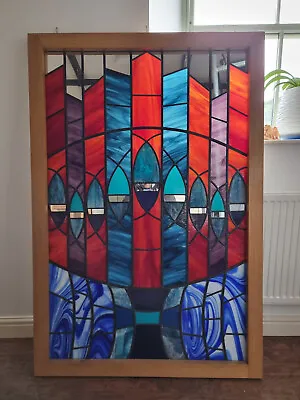 Buy Large Hand Crafted Black Leaded Stained Glass Window Panel 95cm X 145cm • 150£