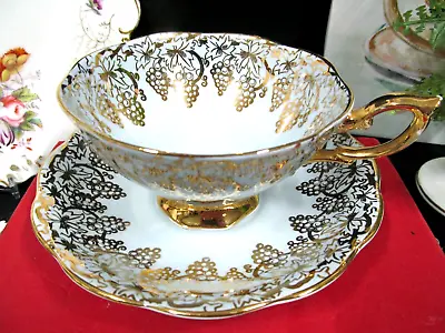Buy Royal Standard Tea Cup And Saucer Baby Blue Gold Gilt Grapes Pattern Teacup • 37.89£