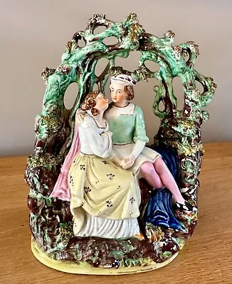 Buy Antique Staffordshire Figure Lovers In Bower Rabbie Burns & Highland Mary C1860 • 4.20£