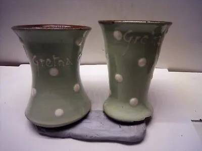 Buy   Gretna Green   2 Sandygate  Torquay Ware Pottery  Polkadot Vases • 10£