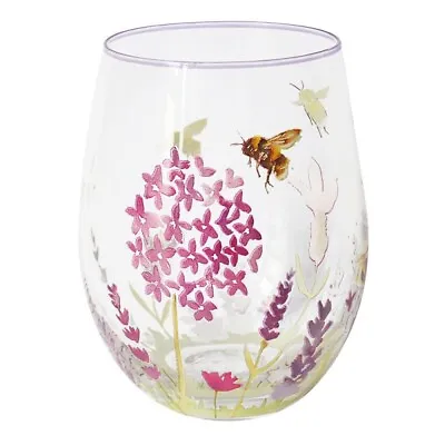 Buy Lavender And Bees Floral Large Stemless Gin & Tonic Cocktail Tumbler Glass Gift • 5.99£