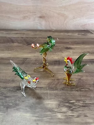 Buy Vintage Murano ?  Glass Figurines Animals Lot Of 3 Chicken And Tree • 12£