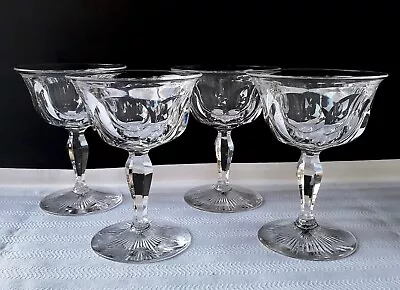 Buy Set Of Four Antique French Petal Cut Crystal Champagne Wine Glass • 166.03£