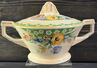 Buy W.H. Grindley Floral Art Deco Sugar Bowl W/ Lid Made In England • 22.88£