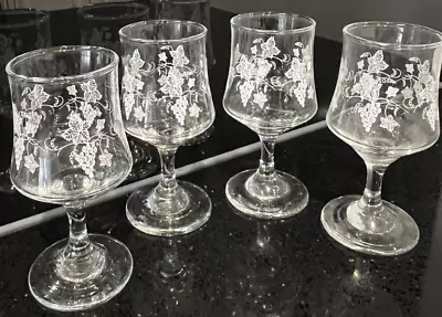 Buy 4 Bohemia Glass Grape Vine Etched Sherry Shot Wine Liquor Glasses Vintage Clear • 23.68£