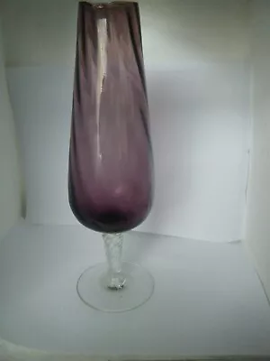 Buy Tall Twisted Stemmed Amethyst Glass Vase Hand Blown  • 6£