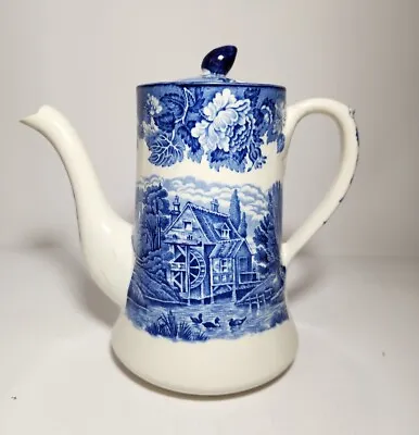 Buy *READ Enoch Woods English Scenery Woods Ware Blue White Coffee Pot Wood  Teapot • 38.56£