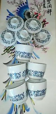 Buy Noritake Nippon Toki Kaisha Japan Fine China Royal Blue Tea Cups W/lids Set5 VTG • 65.16£