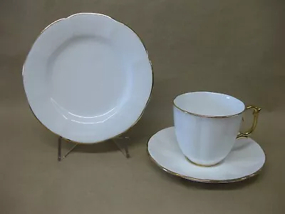Buy Vintage Roslyn Tea Cup Saucers & Plate Trio ~ White & Gold ~ Sim. Duchess Ascot • 9.99£