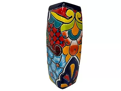 Buy Talavera Square Vase Mexican Pottery Folk Art Handmade Home Decor 9.25  • 40.78£