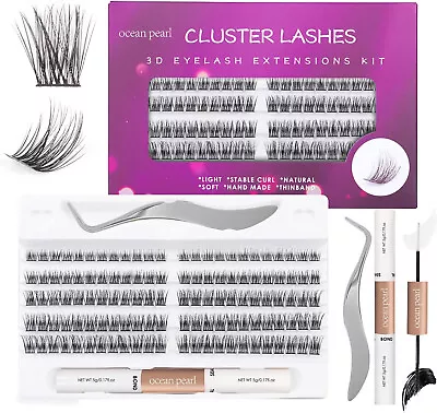 Buy Individual Lashes 120 Cluster Lashes DIY Eyelash Extension Thin Band Wide Stem  • 10.19£