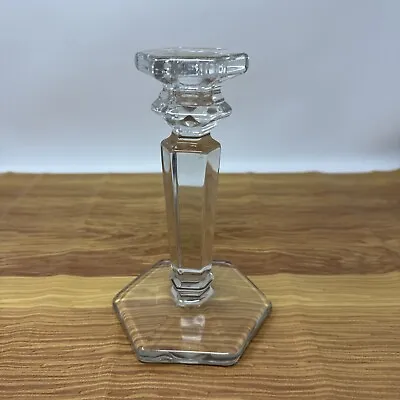 Buy Clear Glass Candle Stick Holder 6.5 Inch Tall Thick Glass • 12.50£