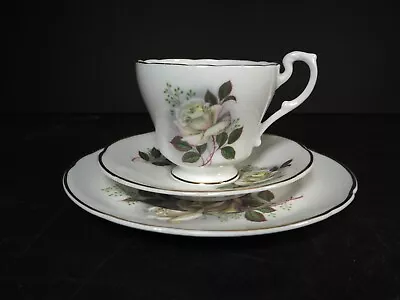 Buy Vintage Small Trio Cup, Saucer & Side Plate English Fine Bone China White Roses • 11.99£