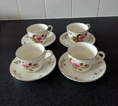 Buy Set Of 4 Vintage 70s Floral Teacups And Saucers By Barratts Of Staffordshire • 13.95£