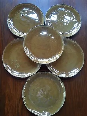 Buy Monna Art Glass Dessert Plate Set Honey Brown Elegant Turkey Reverse Painted • 34.53£
