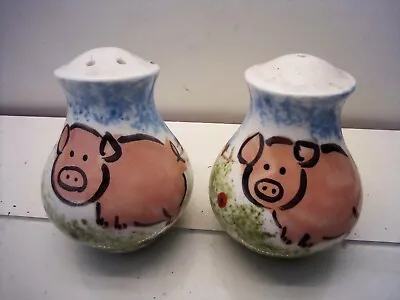 Buy Honiton Pottery Salt And Pepper Pots Shakers Pig Design 7.5 Cm • 12£