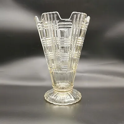 Buy Vintage Art Deco 1930s Sowerby Clear Flint Glass Vase. Textured 1930s British.  • 27£