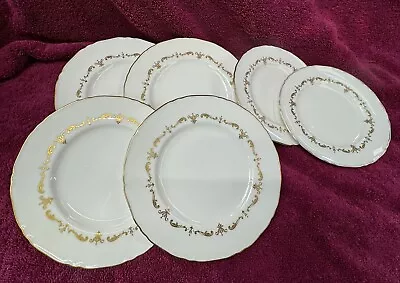 Buy 6 Vintage Fine Bone China Royal Doulton Gold Chantily Side Plates • 17.75£