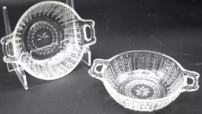 Buy VINTAGE Pair Unmarked Clear Depression Glass  Open Handled Bowls W/Wheat Pattern • 15.98£