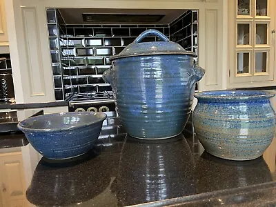 Buy Vintage Hand Thrown Studio Pottery Bread Bin, Planter And Bowl • 125£