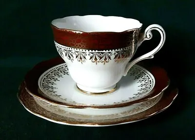 Buy Royal Standard Tea Trio Bone China Teacup Saucer & Tea Plate Red & Gold Filigree • 44.95£