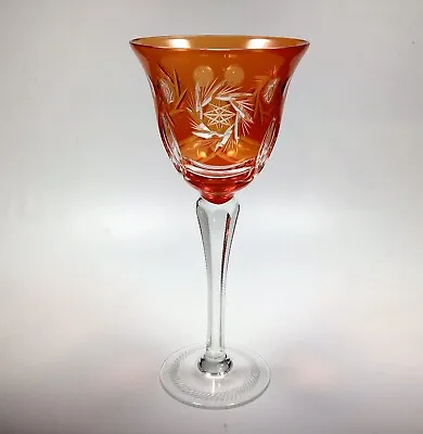 Buy Bohemian Crystal Hock Glass Orange Cut Bohemia Wine Glass Pinwheel • 28£