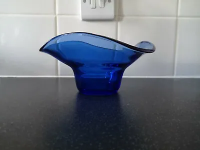 Buy Lovely Vintage Cobalt Blue Glass Bowl Sweet Candy Dish Wavy Ruffled Edge • 18.95£