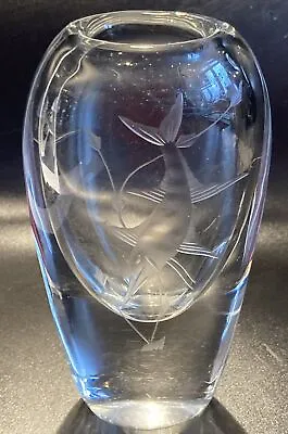 Buy Vintage Swedish Strombergsyttan  Art Glass Vase Etched Marlin Fish Swordfish • 25£