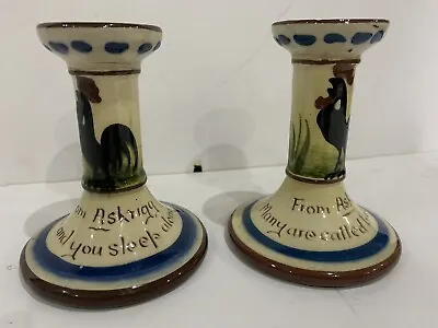 Buy Vintage Candle Stick Holder X 2 Pottery Torquay Mottoware Longpark Art Signed • 15£