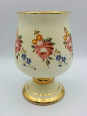 Buy Prinknash Pottery Goblet Cream With Floral Design And Gold Guild Detail Lovely • 4.99£