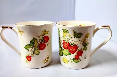 Buy Queen's Fine Bone China Virginia Strawberry Tea Coffee Cup Set Of 2 • 28.59£